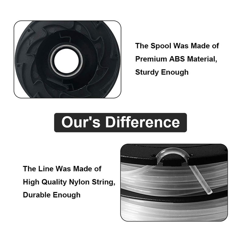 THTEN DF-065 String Trimmer Spools Compatible with Black and Decker GH710 GH700 GH750 RC-065, DF-065-BKP Weed Eater Refills Line 36ft 0.065" Auto-Feed Dual Line Edger+ RC-065-P Spool Cover Cap 3+1 - Image 3